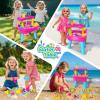 imageVATOS 3Tier Sand Water Table for Toddlers 37Piece Kids Water Table Splash Pond Toys Set for Outside Outdoor Backyard Toddlers Activity Sensory Water Play Table Summer Toys for Girls PinkPink