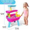 imageVATOS 3Tier Sand Water Table for Toddlers 37Piece Kids Water Table Splash Pond Toys Set for Outside Outdoor Backyard Toddlers Activity Sensory Water Play Table Summer Toys for Girls PinkPink