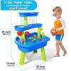 imageVATOS 3Tier Sand Water Table for Toddlers 37Piece Kids Water Table Splash Pond Toys Set for Outside Outdoor Backyard Toddlers Activity Sensory Water Play Table Summer Toys for Girls PinkBlue
