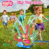 imageVATOS 4in1 Turtle Water Sprinkler for Kids Outdoor Toys with Snail Splash Ring Toss Catch Ball Game ampamp Hurdle Play 360Roating Spray Summer Fun Backyard Garden Lawn for Toddlers Kids Boys 38Pink