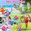 imageVATOS 4in1 Turtle Water Sprinkler for Kids Outdoor Toys with Snail Splash Ring Toss Catch Ball Game ampamp Hurdle Play 360Roating Spray Summer Fun Backyard Garden Lawn for Toddlers Kids Boys 38Pink