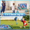 imageVATOS Toy Soccer Ball Game Set for Boys and Girls Indoor Outdoor Backyard Toss Soccer Goal Game with 2 Balls 1 Flannel Target Soccer Toys for 35 68 812 Years Old Kids BirthdayBlue