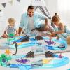 imageVATOS Track Toys 183 Pcs Shark Race Car Toys for Boys Girls 3 4 5 6 7 9 Year Bendable Flexible Racetrack Cars with Shark ampamp Ball Ocean Theme Train Toys STEM Educational Playset Birthday Gift