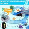 imageVATOS Track Toys 183 Pcs Shark Race Car Toys for Boys Girls 3 4 5 6 7 9 Year Bendable Flexible Racetrack Cars with Shark ampamp Ball Ocean Theme Train Toys STEM Educational Playset Birthday Gift