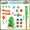 imageVATOS Water Sprinkler Baseball Toy for Kids 4 in 1 Dinosaur Sprinklers 360 Rotating Spray ampamp Splash Baseball ampamp Water Ball Toy Summer Outdoor Water Play Games for Yard Backyard Garden LawnGreen