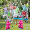 imageVATOS Water Sprinkler Baseball Toy for Kids 4 in 1 Dinosaur Sprinklers 360 Rotating Spray ampamp Splash Baseball ampamp Water Ball Toy Summer Outdoor Water Play Games for Yard Backyard Garden LawnPink