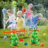 imageVATOS Water Sprinkler Baseball Toy for Kids 4 in 1 Dinosaur Sprinklers 360 Rotating Spray ampamp Splash Baseball ampamp Water Ball Toy Summer Outdoor Water Play Games for Yard Backyard Garden LawnGreen