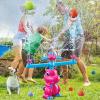 imageVATOS Water Sprinkler Baseball Toy for Kids 4 in 1 Dinosaur Sprinklers 360 Rotating Spray ampamp Splash Baseball ampamp Water Ball Toy Summer Outdoor Water Play Games for Yard Backyard Garden LawnPink