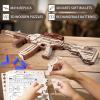 imageVATOS Wooden Gun Puzzles 3D Wood Puzzles Gun for Adult with Foam Soft Bullet Electric Wooden M416 Rifle Puzzle Toy Model Wood Puzzle DIY Building Kits for Adult Christmas Birthday Gift