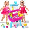 imageVATOS 3Tier Sand Water Table for Toddlers 37Piece Kids Water Table Splash Pond Toys Set for Outside Outdoor Backyard Toddlers Activity Sensory Water Play Table Summer Toys for Girls PinkPink