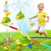 imageVATOS 4in1 Turtle Water Sprinkler for Kids Outdoor Toys with Snail Splash Ring Toss Catch Ball Game ampamp Hurdle Play 360Roating Spray Summer Fun Backyard Garden Lawn for Toddlers Kids Boys 38Green