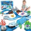 imageVATOS Track Toys 183 Pcs Shark Race Car Toys for Boys Girls 3 4 5 6 7 9 Year Bendable Flexible Racetrack Cars with Shark ampamp Ball Ocean Theme Train Toys STEM Educational Playset Birthday Gift