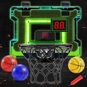 imageIndoor Basketball Hoop Mini Basketball Hoop for Door Electronic Pro Score Board with Automatic Sound ampamp LED Light Room Sport Set Toy Gift for 3 Kids Teens ampamp Adults with 3 Balls ampamp Air Pump