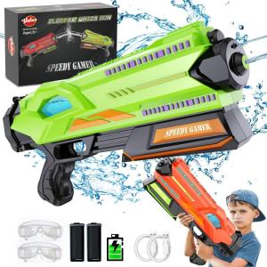 imageVATOS 2 Pack Electric Water Guns for Kids Adults Auto Squirt Guns Range up to 32 FT  1000CC High CapacityMotorized Electric Water Guns Toys for Summer Outdoor Swimming Pool Beach Water Fighting