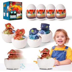 imageVATOS 4 Pack Dinosaur Easter Eggs 385 Inch Tall Dinosaur Eggs with Sound and Light PullBack Cars Function Easter Toys Easter Basket Stuffers Easter Gifts for Girls ampamp Boys Dinosaur Enthusiasts