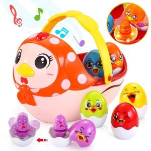 imageVatos Baby Easter Egg Toy Toddler Easter Basket for 1 2 3 4 5 Year Old Boys ampamp Girls  Musical Easter Eggs with Colorful Changing Lights Musical Easter Eggs for Babies
