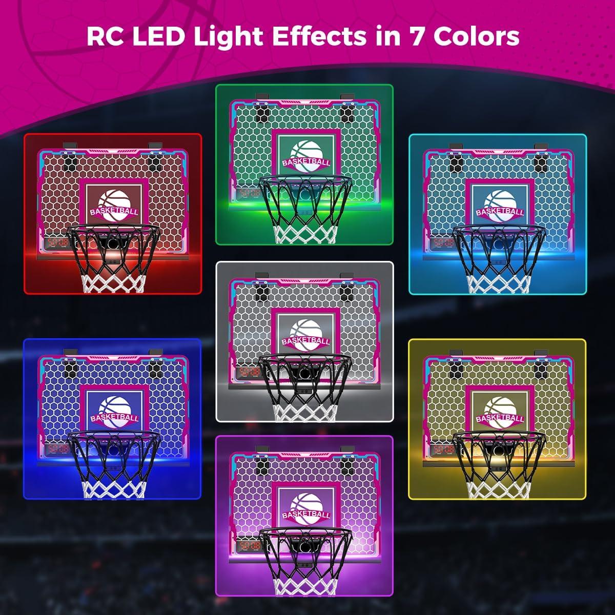 imageVATOS Basketball Hoop for Girls Indoor Pink Basketball Hoop with 7 Color Lights Electronic Scoreboard ampamp Remote Controller Basketball Set Toys Birthday Gifts for Girls Kids Teens 512