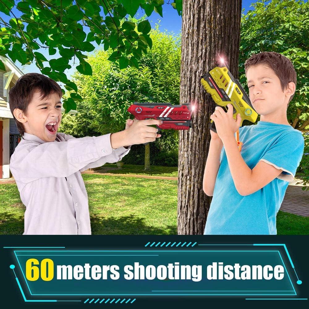 imageVATOS Laser Tag Guns  4 Gun 4 Vest Multiplayer Game Set  Indoor Outdoor Battle Games for Kids ampamp Adults