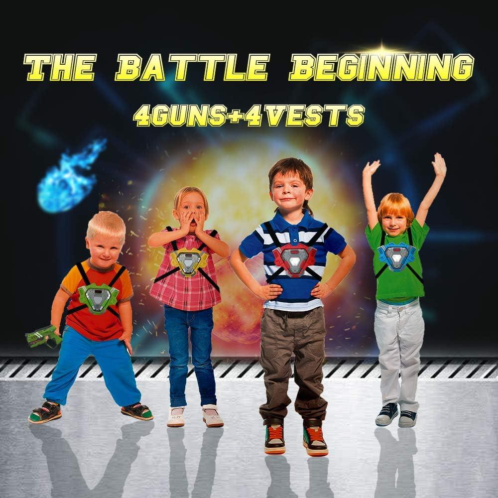 imageVATOS Laser Tag Guns  4 Gun 4 Vest Multiplayer Game Set  Indoor Outdoor Battle Games for Kids ampamp Adults