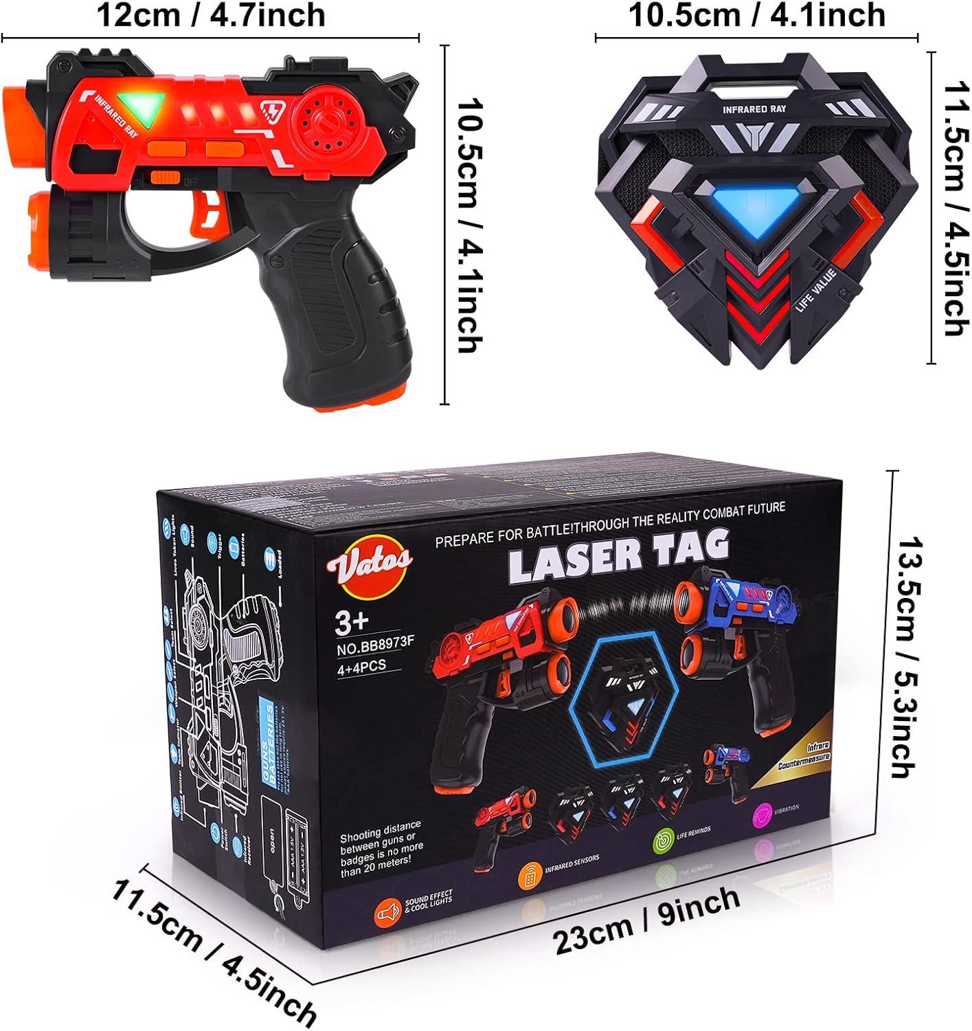imageVatos Laser Tag Guns SetInfrared Mini Laser Tag for Kids with Badges 4 PackLaser Tag Game 4 Players Indoor OutdoorLaser Tag BlasterGroup Activity Fun Toy for Kids Age 4 5 6 7 Boys Girls