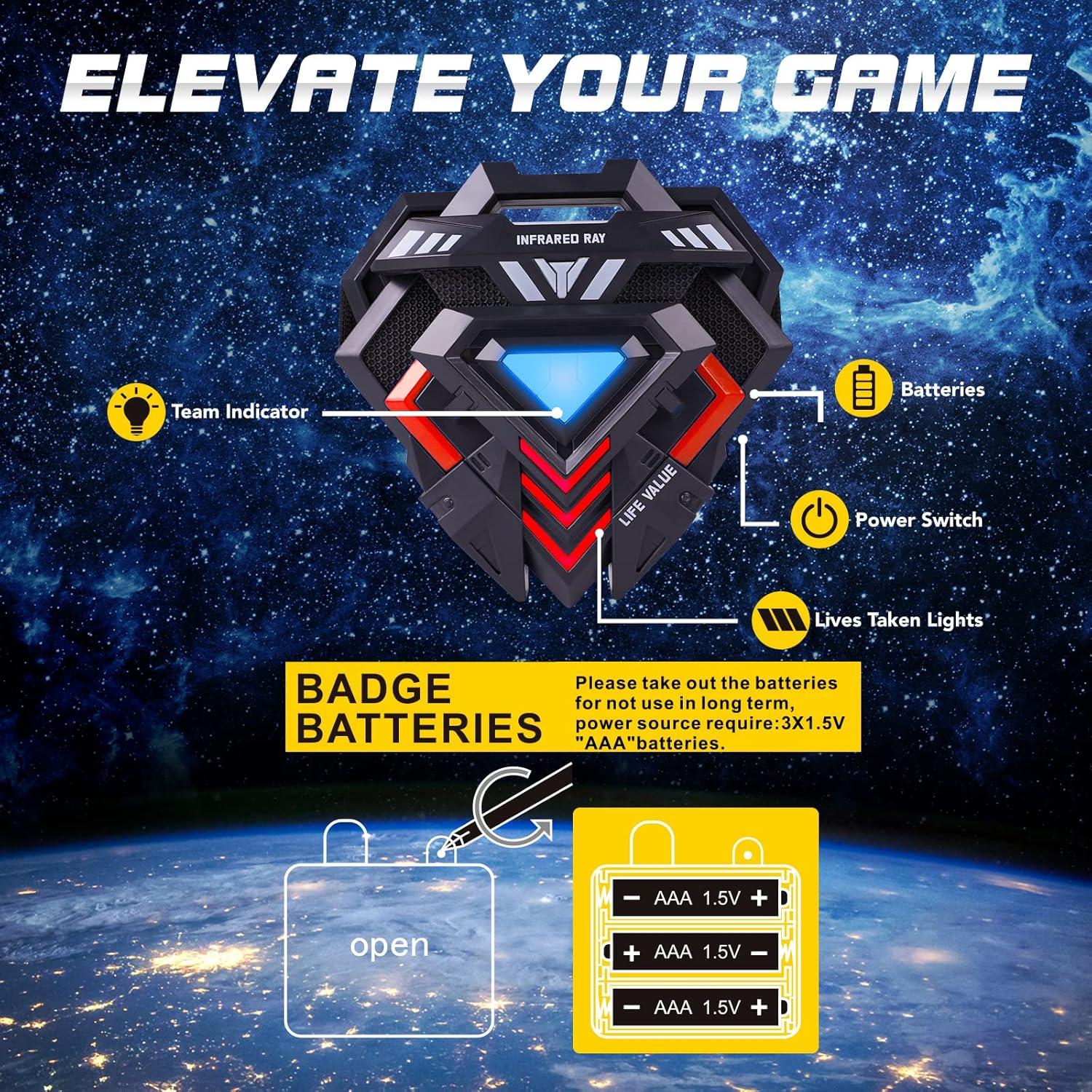 imageVatos Laser Tag Guns SetInfrared Mini Laser Tag for Kids with Badges 4 PackLaser Tag Game 4 Players Indoor OutdoorLaser Tag BlasterGroup Activity Fun Toy for Kids Age 4 5 6 7 Boys Girls