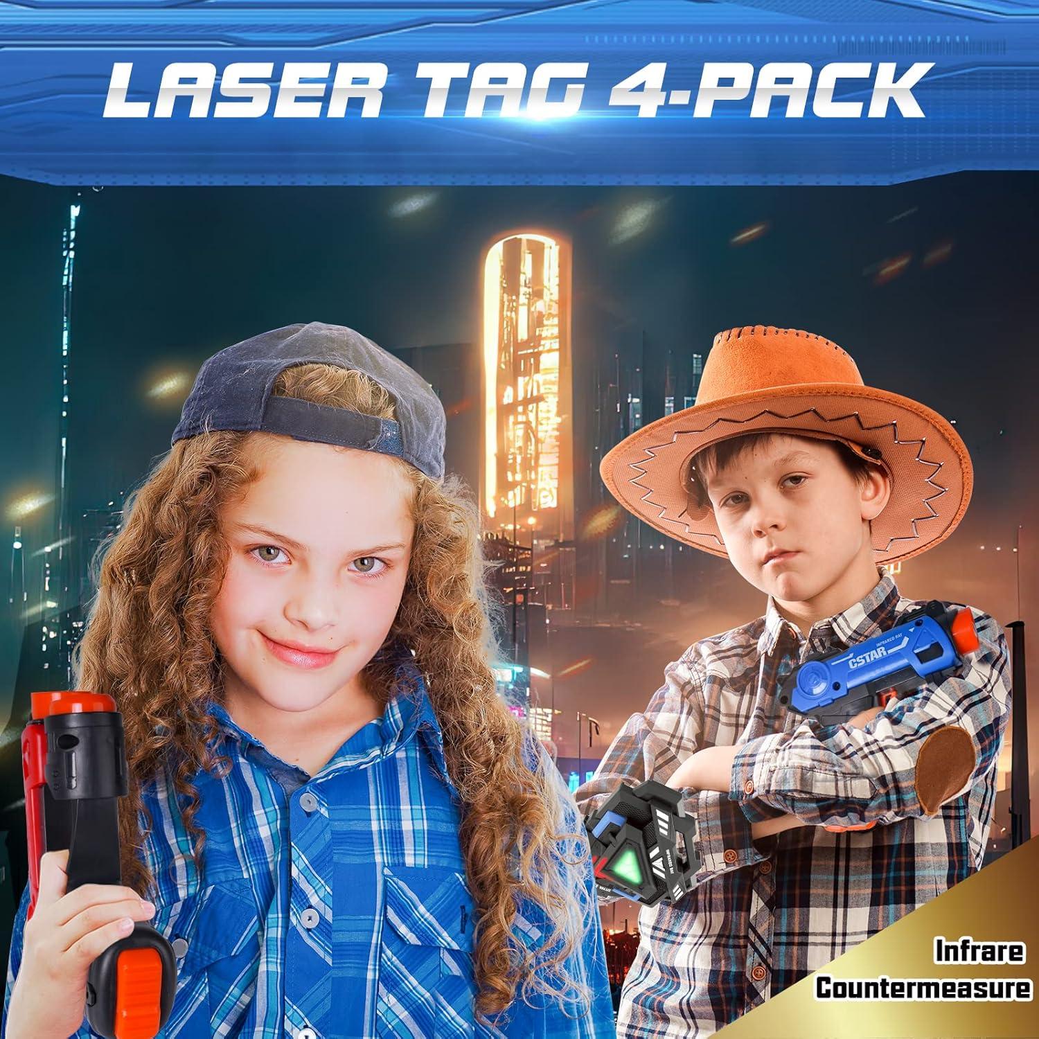 imageVatos Laser Tag Guns SetInfrared Mini Laser Tag for Kids with Badges 4 PackLaser Tag Game 4 Players Indoor OutdoorLaser Tag BlasterGroup Activity Fun Toy for Kids Age 4 5 6 7 Boys Girls
