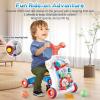imageBaby Walker 5 in 1VATOS SittoStand Learning WalkerAssemble as ScooterBalance BikePush WalkerActivity TableDetachable PanelPush Walkers Toys with Music for Toddlers Infant Boys GirlsBlue