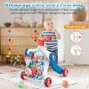 imageBaby Walker 5 in 1VATOS SittoStand Learning WalkerAssemble as ScooterBalance BikePush WalkerActivity TableDetachable PanelPush Walkers Toys with Music for Toddlers Infant Boys GirlsBlue