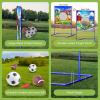 imageVATOS 2 in 1 Football Toss Target Games and Soccer Toy for Kids Throwing Target DoubleSided Goal with 2 Inflatable Footballs ampamp 2 Soccer Balls Indoor Outdoor Back to School Activity Toy Gift