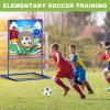 imageVATOS 2 in 1 Football Toss Target Games and Soccer Toy for Kids Throwing Target DoubleSided Goal with 2 Inflatable Footballs ampamp 2 Soccer Balls Indoor Outdoor Back to School Activity Toy Gift