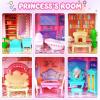 imageVATOS Dollhouse for Girl5 Story 17 Rooms Luxury Pink Dollhouse DIY Play Doll Room Set with Light Strip4 Dolls4 Puppy and Doll Furnitures Dream Christmas Birthday Toy Gift for Girls 3 4 5 6 7 8
