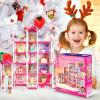 imageVATOS Dollhouse for Girl5 Story 17 Rooms Luxury Pink Dollhouse DIY Play Doll Room Set with Light Strip4 Dolls4 Puppy and Doll Furnitures Dream Christmas Birthday Toy Gift for Girls 3 4 5 6 7 8