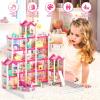 imageVATOS Dollhouse for Girl5 Story 17 Rooms Luxury Pink Dollhouse DIY Play Doll Room Set with Light Strip4 Dolls4 Puppy and Doll Furnitures Dream Christmas Birthday Toy Gift for Girls 3 4 5 6 7 8
