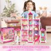 imageVATOS Dollhouse for Girl5 Story 17 Rooms Luxury Pink Dollhouse DIY Play Doll Room Set with Light Strip4 Dolls4 Puppy and Doll Furnitures Dream Christmas Birthday Toy Gift for Girls 3 4 5 6 7 8