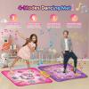 imageVATOS Double Dance Mat for Girls  4 Game Modes ampamp 9 Challenge Levels with Adjustable Volume Led Light ampamp Wireless Bluetooth  Music Play Mat Birthday Gifts Toys for Kids Ages 3 4 5 6 7 8 9 Years Olds