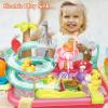 imageVATOS Electric Faucet Manual Pump 2 in 1 Play Sink with Running Water Duck Slide Water Table Kitchen Sink Toy Floating Pool Toy Fishing Game Kids Pretend Play Dishwasher Set for Girls Boys Ages 3