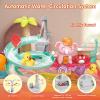 imageVATOS Electric Faucet Manual Pump 2 in 1 Play Sink with Running Water Duck Slide Water Table Kitchen Sink Toy Floating Pool Toy Fishing Game Kids Pretend Play Dishwasher Set for Girls Boys Ages 3