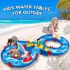 imageVATOS Kids Outdoor Water Table Toys Water Park Playset 50PCS DIY Table Beach Toy on Backyard Lawn Pool Waterway Toy with 2 Boats Summer Outside Activity Funs for Toddler Boys Girls Ages 48 35