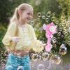 imageVATOS Rechargeable Bubble Wand 2 Pack for Kids Girls Boys LED Light ampamp Music Electric Bubble Machine Toy Automatic Snowflake Bubble Blower Gun with 2 Windmill ampamp 4 Bubble Solutions for Outdoor Party