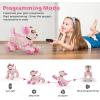 imageVATOS Robot Dog Toy for Kids Voice ampamp 24GHz Remote Control Robot Pet with Interactive Touch Sensors Over 20 Responses Program Mode Robotic Puppy Toy for Kids Boys ampamp GirlsPink