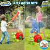 imageVATOS Water Sprinkler Baseball Toy for Kids Outdoor Play 2 in 1 Snail Summer Water Game with 2 Sprinkler Heads 360 Roating Spray Water Baseball for Boys Girls Summer Backyard Lawn Pool Party FunRed