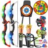 imageVATOS 2 Pack Bow and Arrow Toy for 5 6 7 8 9 10 11 Year Old Boys Girls Light Up Archery Toy with Cup Suction Standing Target ampamp 29 in Dart Board Indoor Outdoor Activity Toys Birthday