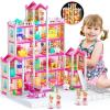 imageVATOS Dollhouse for Girl5 Story 17 Rooms Luxury Pink Dollhouse DIY Play Doll Room Set with Light Strip4 Dolls4 Puppy and Doll Furnitures Dream Christmas Birthday Toy Gift for Girls 3 4 5 6 7 8