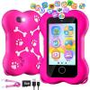 imageVATOS Kids Smart Cell Phone Toy for Girls Boys Cute Paw Bone Kid Mobile Phone 28quot Touchscreen HD Dual Camera with AntiCollision Silicone Case 8GB Memory Card Birthday Gift for Kids 310 Years OldPink
