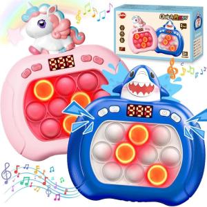 imageFidget Toys Pop Game Kids Vatos 2 Pack Fast Push Toy Pop Games for Kids 312 Fidgets Sensory Toy for 3 4 5 6 7 8 Year Old Girl Boy Birthday Gifts for Girls Boys Age 57 Light up Shark Autism Toys