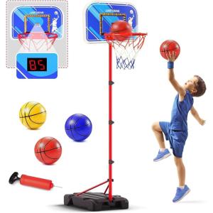 imageVATOS Basketball Hoop Indoor for Kids ampamp Toddler Stand Adjustable Height Basketball Goal Game with LED Light ampamp Scoreboard ampamp 3 Balls Basketball Hoop Outdoor Toy Gift for Boys Girls Ages 3 4 5 6 7 8