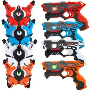 imageVATOS Infrared Laser Tag Gun Set for Kids Adults with Vests 4 PackLaser Tag Game Blaster 4 Players for Kids Age 6 7 8 9 10 11 12 Boys Girls
