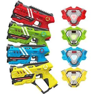 imageVATOS Laser Tag Guns  4 Gun 4 Vest Multiplayer Game Set  Indoor Outdoor Battle Games for Kids ampamp Adults