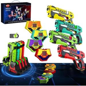 imageVATOS Rechargeable Laser Tag Guns Set  Lazer Tag 4 Players with Receivers 24 GHz Data SYNC Display Laser Game Infrared Laser Tag Blaster Indoor Outdoor Toy Gift for Kids Ages 614 Boys Girls