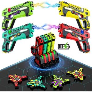 imageVATOS Rechargeable Real time Data SYNC Laser Tag Gun Set  24GHz Infrared Laser Tag of 4 Gun 4 Vest with Glowing Light Lazer Tag Game for Kids Adults Family Group Activity for Boys Girls Age 612